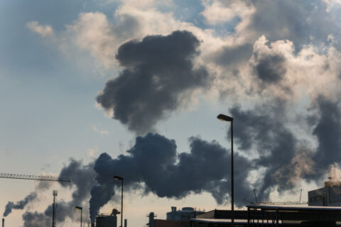 industry chimney with exhaust gases