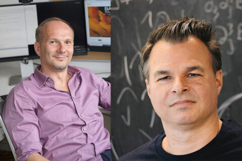 Prof. Dr. Kai Phillip Schmidt (right) and Dr. Claudiu Genes (left) (Images: FAU/Anna Thiessen; Stephan Spangenber)